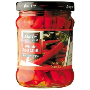 Červené chilli papričky ve sl. nálevu Exotic Food 12 x 190 g Červené chilli papričky ve sl. nálevu Exotic Food 12 x 190 g
