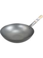 Pánev WOK 30cm s dřevěnou rukojetí - ploché dno